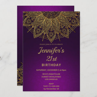 Elegant Gold Mandala 21. Geburtstag Einladung