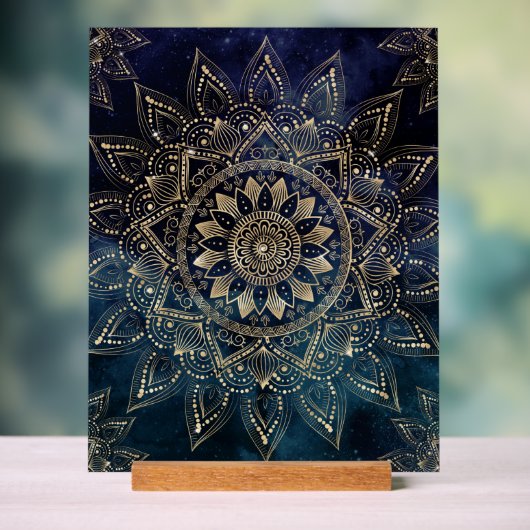 Elegant Gold Mandala Blue Galaxy Acrylschild (Neutral)