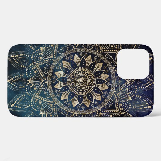 Elegant Gold Mandala Blue Galaxy Case-Mate iPhone Hülle (Rückseite (Horizontal))