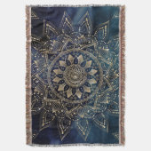 Elegant Gold Mandala Blue Galaxy Decke (Vorderseite Vertikal)