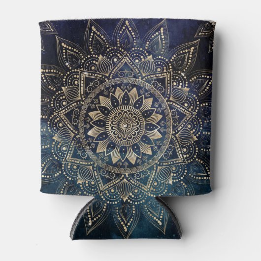 Elegant Gold Mandala Blue Galaxy Dosenkühler (Vorderseite)