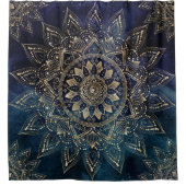 Elegant Gold Mandala Blue Galaxy Duschvorhang (Vorderseite)