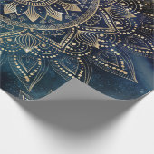Elegant Gold Mandala Blue Galaxy Geschenkpapier (Ecke)