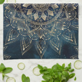 Elegant Gold Mandala Blue Galaxy Geschirrtuch (Gefaltet)