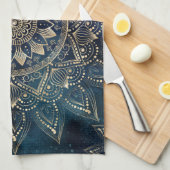 Elegant Gold Mandala Blue Galaxy Geschirrtuch (Viertel Falte)