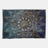 Elegant Gold Mandala Blue Galaxy Geschirrtuch (Horizontal)