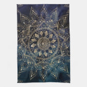 Elegant Gold Mandala Blue Galaxy Geschirrtuch (Vertikal)