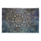 Elegant Gold Mandala Blue Galaxy Kissenbezug (Rückseite)