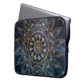 Elegant Gold Mandala Blue Galaxy Laptopschutzhülle (Vorderseite Links)