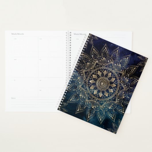 Elegant Gold Mandala Blue Galaxy Planer (Anzeige)