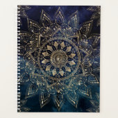 Elegant Gold Mandala Blue Galaxy Planer (Vorderseite)