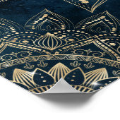 Elegant Gold Mandala Blue Galaxy Poster (Ecke)