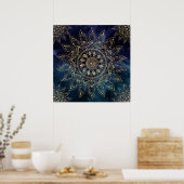 Elegant Gold Mandala Blue Galaxy Poster (Küche)