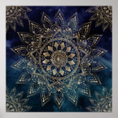 Elegant Gold Mandala Blue Galaxy Poster (Vorne)