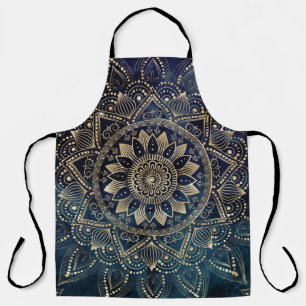 Elegant Gold Mandala Blue Galaxy Schürze