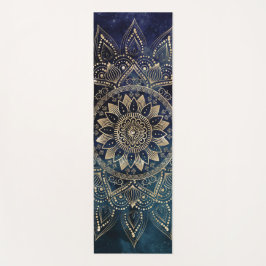 Elegant Gold Mandala Blue Galaxy Yogamatte