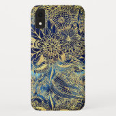 Elegant Gold Mandala Blume Blauer Nebel Case-Mate iPhone Hülle (Rückseite)