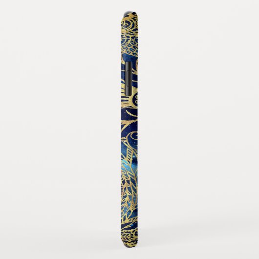 Elegant Gold Mandala Blume Blauer Nebel Case-Mate iPhone Hülle (Hinten/Rechts)