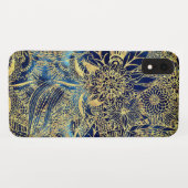 Elegant Gold Mandala Blume Blauer Nebel Case-Mate iPhone Hülle (Rückseite (Horizontal))