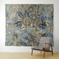 Elegant Gold Mandala Blume Blauer Nebel