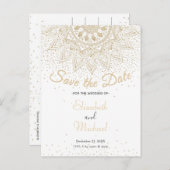 Elegant Gold Mandala Confetti Design Ankündigungspostkarte (Vorne/Hinten)