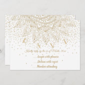 Elegant Gold Mandala Confetti Design Einladung (Vorne/Hinten)