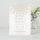 Elegant Gold Mandala Confetti Design Einladung (Stehend Vorderseite)