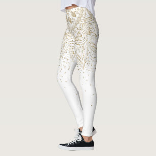 Elegant Gold Mandala Confetti Design Leggings