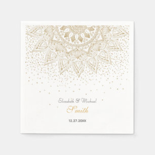 Elegant Gold Mandala Confetti Design Serviette