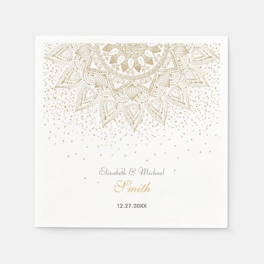 Elegant Gold Mandala Confetti Design Serviette (Vorderseite)