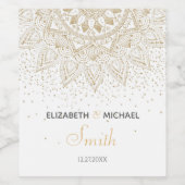Elegant Gold Mandala Confetti Design Weinetikett (Einzelnes Label)