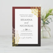 Elegant Gold Mandala Red Indian Wedding Einladung (Stehend Vorderseite)