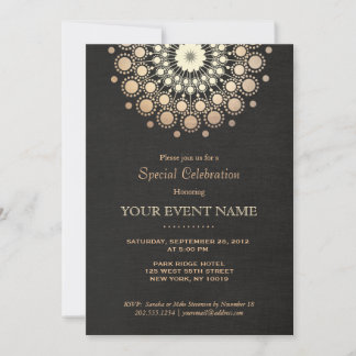 Elegant Gold Mandala Schwarz formelle Einladung