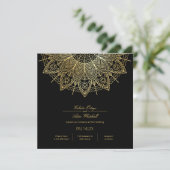 Elegant Gold Mandala Simple Black Wedding Einladung (Stehend Vorderseite)