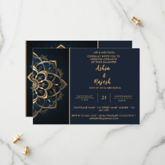 Elegant Gold Mandala Wedding Einladung