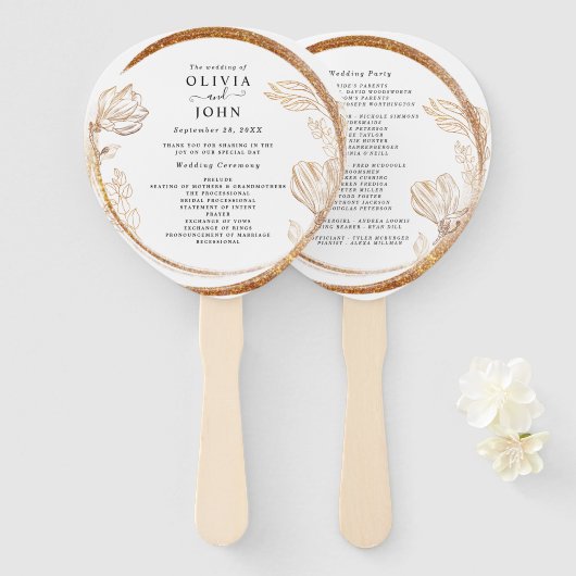 Elegant Gold Marble Blumen Grüne Hand Fan Fächer (Vorne und Hinten)
