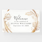 Elegant Gold Marble Blumengrün Banner (Horizontal)