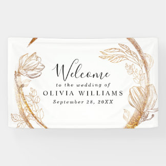 Elegant Gold Marble Blumengrün Banner