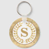 Elegant Gold Marble & Laurel Wreath Personalized Schlüsselanhänger (Rückseite)