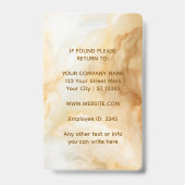 Elegant Gold Marble Professional Ausweis (Rückseite)