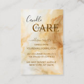 Elegant Gold Marble Professional Candle Care Visitenkarte (Rückseite)