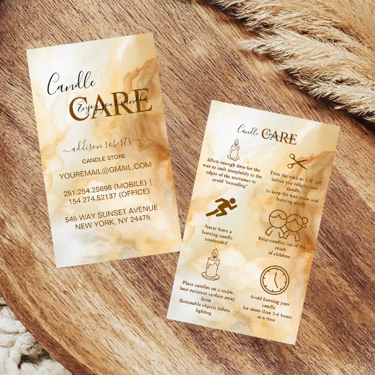 Elegant Gold Marble Professional Candle Care Visitenkarte