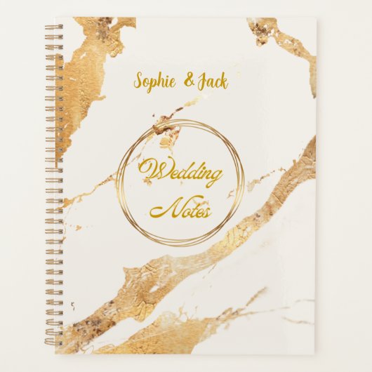 Elegant Gold Marble Wedding Notes Notebook  Planer (Vorderseite)