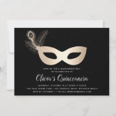 Elegant Gold Masquerade Theme Quinceanera Einladung (Vorderseite)