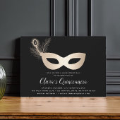 Elegant Gold Masquerade Theme Quinceanera Einladung