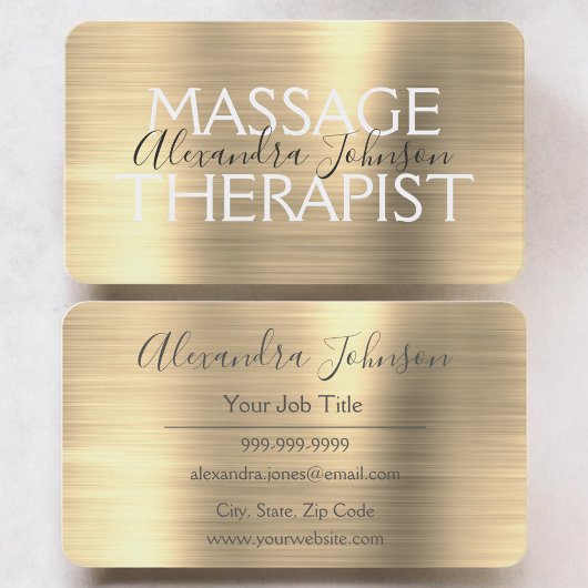 Elegant Gold Massage Therapist Visitenkarte