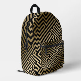 Elegant Gold Maze Geometric Luxury Design Bedruckter Rucksack