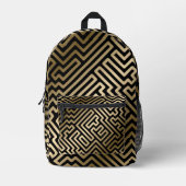 Elegant Gold Maze Geometric Luxury Design Bedruckter Rucksack (Vorderseite)