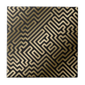 Elegant Gold Maze Geometric Luxury Design Fliese (Vorderseite)