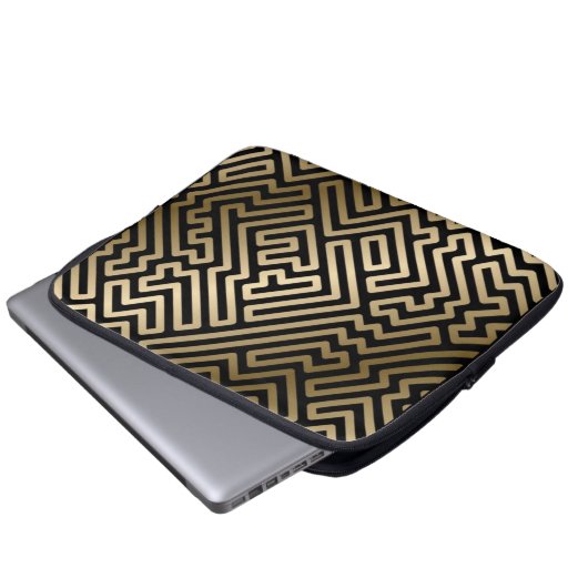 Elegant Gold Maze Geometric Luxury Design Laptopschutzhülle (Vorne Knopf)